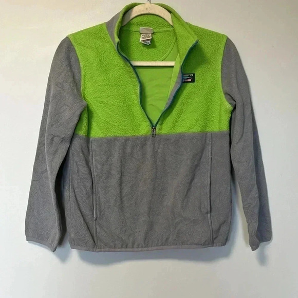 L.L. Bean neon green grey halo zip fleece  pullover - Picture 4 of 7